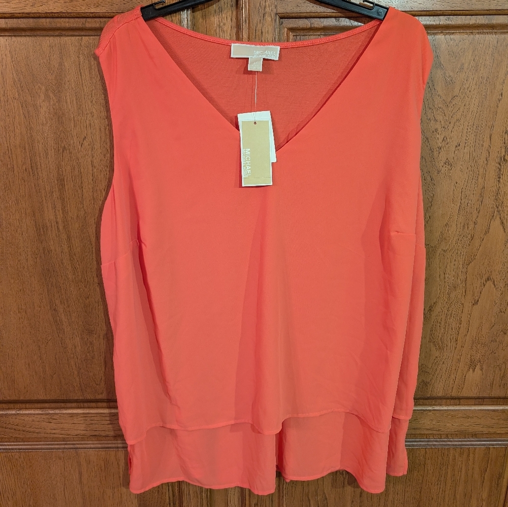 Michael Kors Coral Sleeveless V-Neck Top